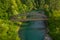 Drone shot of the Serio river and old bridge