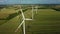 drone shot Wind turbines produce electricity.