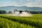Drone Spraying Cornfield To Improve Crop Yield