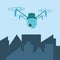 Drone technology flying in the city