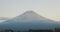 Drone, time lapse and landscape of mountain at sunset with clouds with sky, nature and change. Fujiyoshida, Japan and