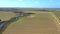 Drone, timelapse and a river in the countryside for sustainability, farming or eco friendly conservation. Agriculture