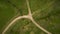 Drone top photography of rural dirt roads