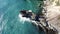 Drone top view of a sea cliff and a beach, Fiolent, Crimea
