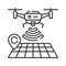 Drone tracking black line icon. GPS navigation symbol. Interactive map and quadcopter. Aircraft device concept. Sign for web page