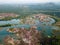 Drone view abandoned quarry