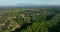 Drone view of Bali. Morning view above Ubud rice fields, arable water farm land, aerial