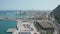 Drone view of Barcelona old sea port and highway