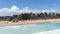 Drone view of a beautiful beach near a resort, blue water, Dominican Republic 4k