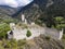 Drone view at the castle of Graines on Aosta valley, Italy