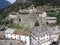 Drone view at the church of saint Egidio on Verres in Italy