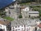 Drone view at the church of saint Egidio on Verres in Italy