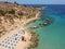 Drone view at the coast of Konnos beach on Cyprus