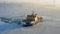 Drone view of the diesel-electric icebreaker Novorossiysk among the ice