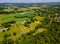 Drone view of farm fields from a height of agricultural beautiful landscape