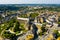 Drone view of Fougeres with parish church and Chateau, France