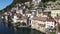 Drone view at Gandria on lake of Lugano in Switzerland