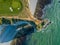 Drone view of a golf field next to the ocean in Etretat France