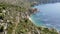 Drone view of the green cliffs against the scenic seascape