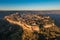 drone view of the historic clifftop city of Orvieto in Italy at sunrise