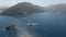 Drone view of the islands of Gospa od Skrpjela and St. George in the Bay of Kotor. Perast, Montenegro