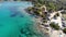 Drone view on Lagonisi beach, beautiful place on Sithonia, Halkidiki