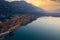 Drone view of Lake Iseo and Lovere city