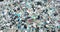 Drone view of a large plastic landfill, unsorted garbage. Pollution of the environment