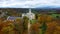 Drone view of medieval castle in Hluboka nad Vltavou, Czech Republic. Castle Hluboka nad Vltavou is one of the most beautiful