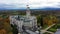 Drone view of medieval castle in Hluboka nad Vltavou, Czech Republic. Castle Hluboka nad Vltavou is one of the most beautiful