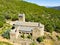 Drone view of medieval Serrabone Priory, France