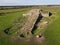 Drone view at the Monte d`Accoddi pre-nuragic altar on Sardinia, Italy