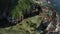 Drone view of a natural stone arch by the sea