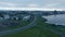 Drone view neighborhood of Reykjavik, Iceland capital city. High angle view of Reykjavik neighborhood and downtown