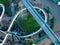 Drone view of the Nemesis inverted roller coaster being removed from the Alton Towers theme park