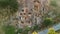 Drone view over Amyntas Rock Tombs at ancient Telmessos, in Lycia. Now in the city of Fethiye, Turkey