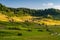 Drone view over Transylvania village in the Carpathian mountain , Fundatura Ponorului, Romania