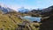 Drone view of part of the Bachalpsee lake and the Eiger mountain