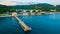 Drone view of pier of Matsesta marine station, Sochi, Russia