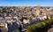 Drone view of Quimper on Odet river with cathedral, France