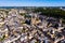 Drone view of Quimper on Odet river with cathedral, France