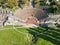 Drone view at the roman amphitheater of Augusta Raurica at Augst in Switzerland