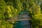 Drone view of the Serio river and old bridge