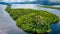 Drone view of small islands on Loch Lomond (Highlands, Scotland