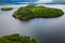 Drone view of small islands on Loch Lomond (Highlands, Scotland