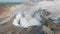 Drone View Smoking Active Crater of Volcano Epic Panorama Landscape Terrain 4k