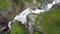 Drone view of Stauber waterfall at Furenalp over Engelberg on the Swiss alps