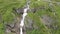 Drone view of Stauber waterfall at Furenalp over Engelberg in the Swiss alps