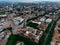 Drone view of Subotica's downtown and city hall. Europe, Serbia.