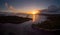 Drone view of sunset over Efate Island, Vanuatu, near Port Vila